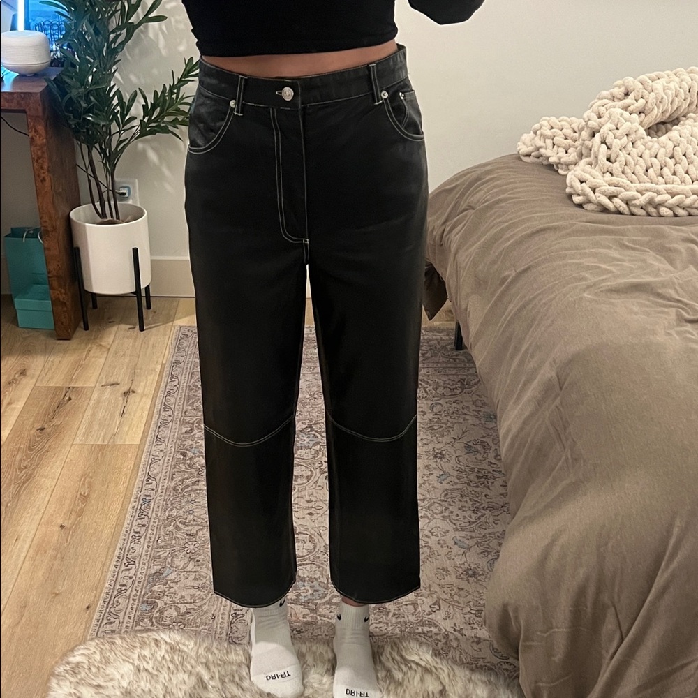 Free People / we the free Black High-Waisted Leather Pants size 8